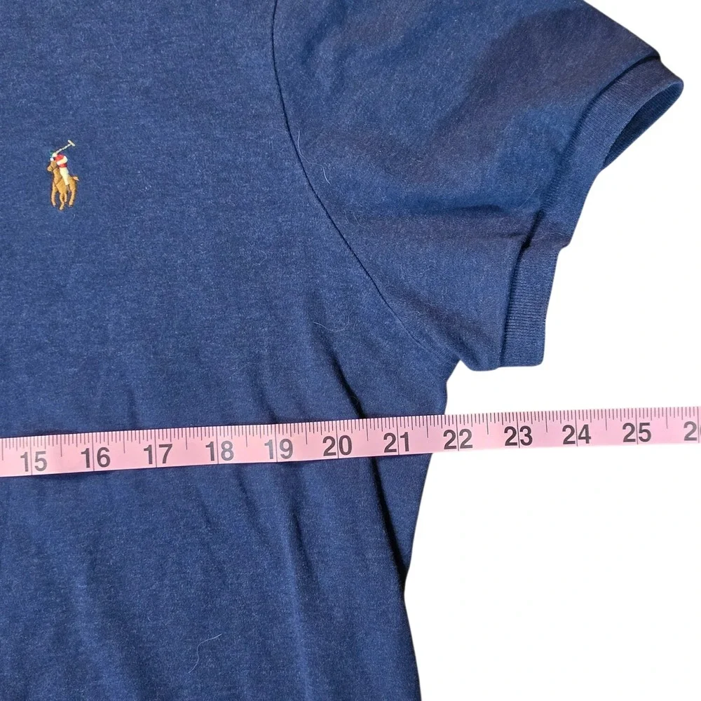 Polo Ralph Lauren Navy Blue Flesh Pony Custom Slim Fit Short Sleeve Polo Lg‎